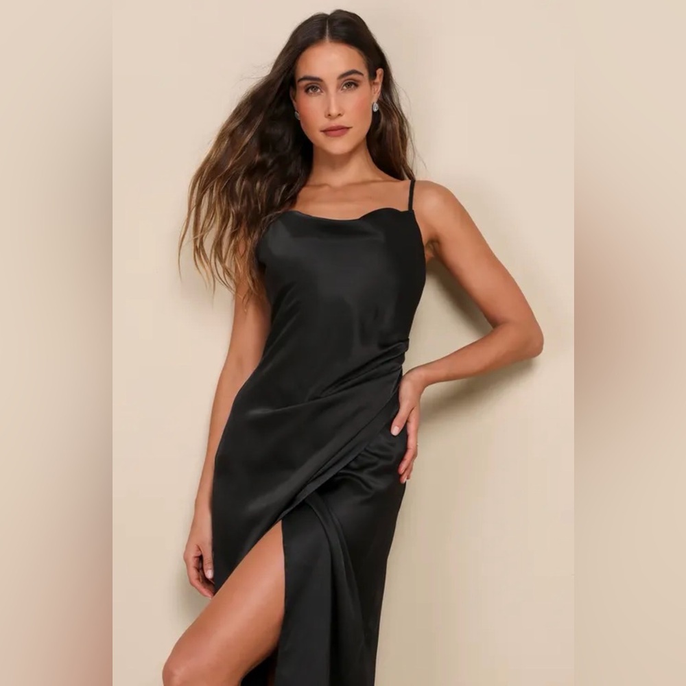 Lulus Hollywood Woman Satin Midi Dress - Picture 4 of 9